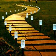 Bubble Cylinder Solar Powered Garden Ground Stake Light, Warm Gold Light, Waterproof, Outdoor Garden Lawn Pathway Patio Decorative Light - Black - View 8