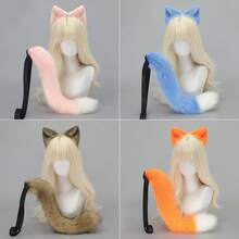 Conjunto de Orelha e Cauda para Halloween, Natal, Festa de Ano Novo, Conjunto de Orelha e Cauda de Cachorro, Cauda de Shiba Inu, Adereços de Cosplay, Orelha e Cauda de Animal Realista de Shiba Inu - Shiba Inu - Visão 3