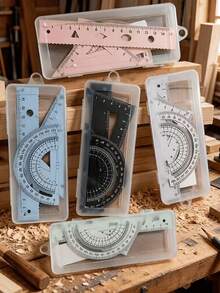 4pcs/Set Multifunctional Geometric Ruler Set Protractor Triangle Ruler Straight Ruler ,Specialized Rulers For Measuring And Drafting, An Ideal Choice For Schools, Offices, And Woodworking. Multi-Functional, Resistant To Bending, With Clear Markings - A - View 2