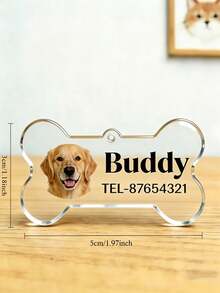 Custom Bone-Shaped Pet ID Tag, Can Print Photo, Name, Contact Phone, Anti-Lost Dog Identity Tag, Metal Pet Pendant, Cat & Dog Collar Tag, Pet Accessory Gift, Personalized Pet Acrylic Accessory, Puppy ID Tag Can Customize /Text Suitable For Anti-Lost Label, Identity Identification Tag, Commemorative Gift - Multicolor - View 3