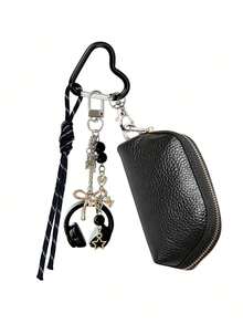 Y2K Style Mini Car Key Pouch, Cute Heart-Shaped Hook Keychain Wallet With Earphone Pendant And Lanyard, Durable PU Leather Zipper Key Bag; Mini Coin Purse For Car Keys, Earbuds, Lipstick. Suitable For School/Work/Office/Daily Use, Unique Birthday Gift, Teacher Gift, Party Gift, Vacation Gift; Essential For College Students Back To School - Multicolor - View 12