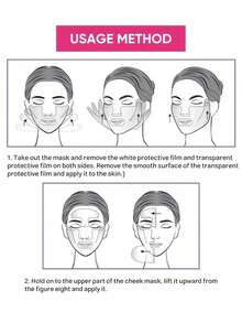 1 Set Cat Ear Silicone Mesh Face Patches, High Elasticity Zoned Line Design, Anti-Slip Pink Facial Support Stickers, Wash-Free Reusable, Suitable For Day And Night Daily Casual Use, Face Mask - Multicolor - View 8