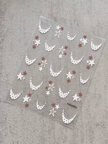 1 Sheet All‑Season Sweet Cute Style Polka Dot Moon Star Nail Stickers, 3D Self‑Adhesive Nail Art Decals For DIY Manicure & Press‑On Nails Salon Decor - Multicolor - View 15