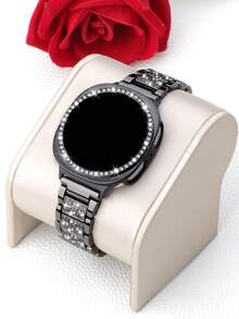 水鑽錶帶 + 錶殼套組，相容於 Galaxy Watch9/8 40mm 與 44mm。優雅時尚亮面金屬水鑽錶帶，防摔防刮水鑽錶殼，適合休閒、派對、商務，女性智慧手錶錶帶與錶殼 - 閃鑽錶帶+錶殼-黑色 - 查看 7