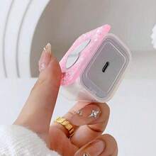 5개/세트 하트 모양 거울 글리터 디자인 TPU 휴대폰 충전기 보호 케이스, 18W/20W Apple 16/15/14/13/12 충전기와 호환, 소프트 쉘 긁힘 방지, 파손 방지 - 핑크 - 보기 2