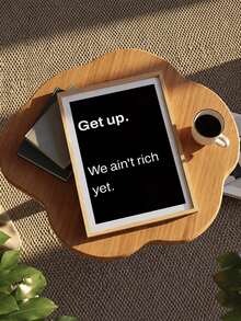 1件 Get Up We Ain't Rich Yet 語錄帆布壁畫，幽默勵志排版印刷，黑色背景極簡文字海報，諷刺勵志裝飾畫，適用於臥室、宿舍、客廳、居家，無框 - 彩色 - 查看 2