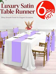 1-6 piezas Camino de mesa de satén rojo, camino de mesa de seda suave y sedosa de 12 in x 108 in, decoración de silla, decoración de habitación, decoración de mesa de comedor, perfecto para fiesta, boda, banquete, Navidad - Multicolor - Ver 12