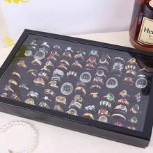 1pc 100 Slot Ring Jewelry Box With Lid, Earring Jewelry Tray, Ring Jewelry Storage Display Tray, Simple Velvet Ring Box, Jewelry Box, Earring Jewelry Storage Box, Dustproof Jewelry Display Box, Ladies Gift - Multicolor - View 6