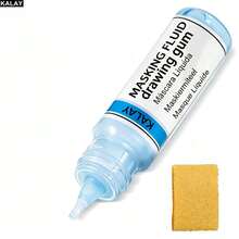 KALAY 60ml Blue/White Watercolor Masking Fluid, Liquid Masking For Watercolor Painting With Silicone Pen And Brush, Quick Dry Peelable Art Tool For Painting, Modeling, - Concealer - View 14