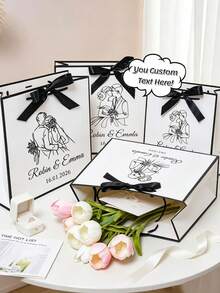 Customized Gift Bags, Personalized Gift Bags With Name, Gift Box Alternative, Bridesmaid Gift Box, Ribbon Tied Gift Bags, Wedding Party Favors, Customized Birthday Gift Packaging, Wedding Gift Bags, Engagement Gift Bags, Christmas Gifts - Multicolor - View 1