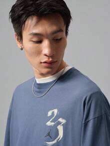 Jordan Men's AS DF SPT STMT GFX SS Crew Neck Short Sleeve Knit T-Shirt TIQ7287-491 - Dusty Blue - View 3