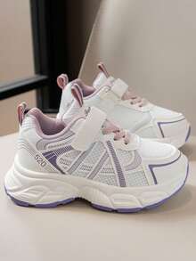1 Pair Children's Soft Sole Anti-Slip Fashion Casual Breathable Thick Bottom Sports Shoes, Suitable For Spring And Autumn Wear - Purple - View 4