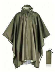 1 pezzo Impermeabile con cappuccio 3-in-1 da donna, poncho multifunzionale impermeabile per escursionismo e campeggio, realizzato in nylon resistente all'usura rivestito in PU, con cappuccio con cordino e fibbie laterali, grande attrezzatura da pioggia mimetica adatta per attività all'aperto - Multicolore - Visualizzare 8