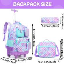 3PCS Rolling Backpack For Girls Bookbag Set For Girls With Crossbody Bag And Pencil Case For School And Travel Back To School - Girls' Trolley School Bag - View 10
