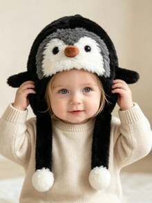Squeaky Cute Penguin Plush Hat For Boys And Girls, Ear-Protective Lei Feng Hat, Children's Winter Cap - Multicolor - View 4