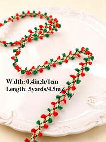 5 Yard Red & Green Lace Trim Christmas Decorative Ribbon, Gift Wrapping Ribbon, Suitable For Christmas Tree Decoration, Wreaths, Garlands, Handmade Crafts - Multicolor - View 7