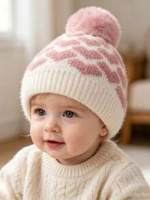 1PC Newborn Toddler Baby Girl Pom-Pom Beanie Hat Cozy Knit Winter Warm Small Heart Cute Kids Bonnet Hat Baby Needs Essentials Accessories - Multicolor - View 2