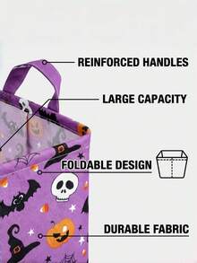 Halloween Foldable Sorting Basket Storage Basket, Suitable For Toy Clothing Boxes Multi Functional Canvas Storage Basket, Suitable For Halloween Gift Storage. - Multicolor - View 4