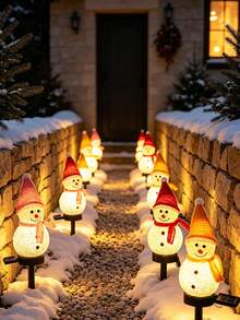 1PC Christmas Outdoor Solar Powered Snowman Ground Stake Light, Lawn Light, Decorative Garden Atmosphere Yard Ground Stake Landscape Decoration Light Suitable For Garden, Lawn, Pathway, Night Scene Lighting Yard Atmosphere Decoration - Multicolor - View 6