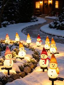 1PC Christmas Outdoor Solar Powered Snowman Ground Stake Light, Lawn Light, Decorative Garden Atmosphere Yard Ground Stake Landscape Decoration Light Suitable For Garden, Lawn, Pathway, Night Scene Lighting Yard Atmosphere Decoration - Multicolor - View 4