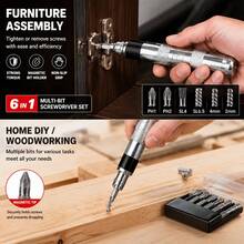 Set Obeng Impact 6-in-1 Isi 7 Buah | Set Mata Obeng Multifungsi Elektrik/Manual | Gagang Logam Anti Selip dan Ujung Magnet yang Kuat | Alat Perbaikan Khusus untuk Sekrup yang Lepas/Berkarat | Universal untuk Perbaikan Rumah/Mobil - A - View 7