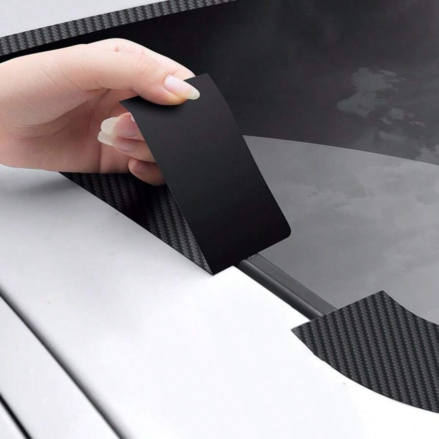 Carbon Fiber Texture Car Window Scratch Protection Tape, Self-Adhesive Auto Windshield Edge Guard Strip, Universal Vehicle Window Frame Wear-Resistant Decorative Sticker, Car Exterior Modification Accessory