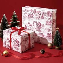 1 Roll Of Wrapping Paper Featuring A Red Santa Claus And Christmas Tree Pattern; Suitable For Christmas, Holiday Decorations, Birthday Parties, Gift Wrapping, And Holiday Gift Boxes-Dimensions: 43 Cm * 500 Cm (17 In * 16.4 Ft) - Multicolor - View 6