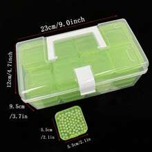 Set cajas plástico organizadoras compartimentos, para manualidades, accesorios y artículos pequeños - verde hierba - Ver 1