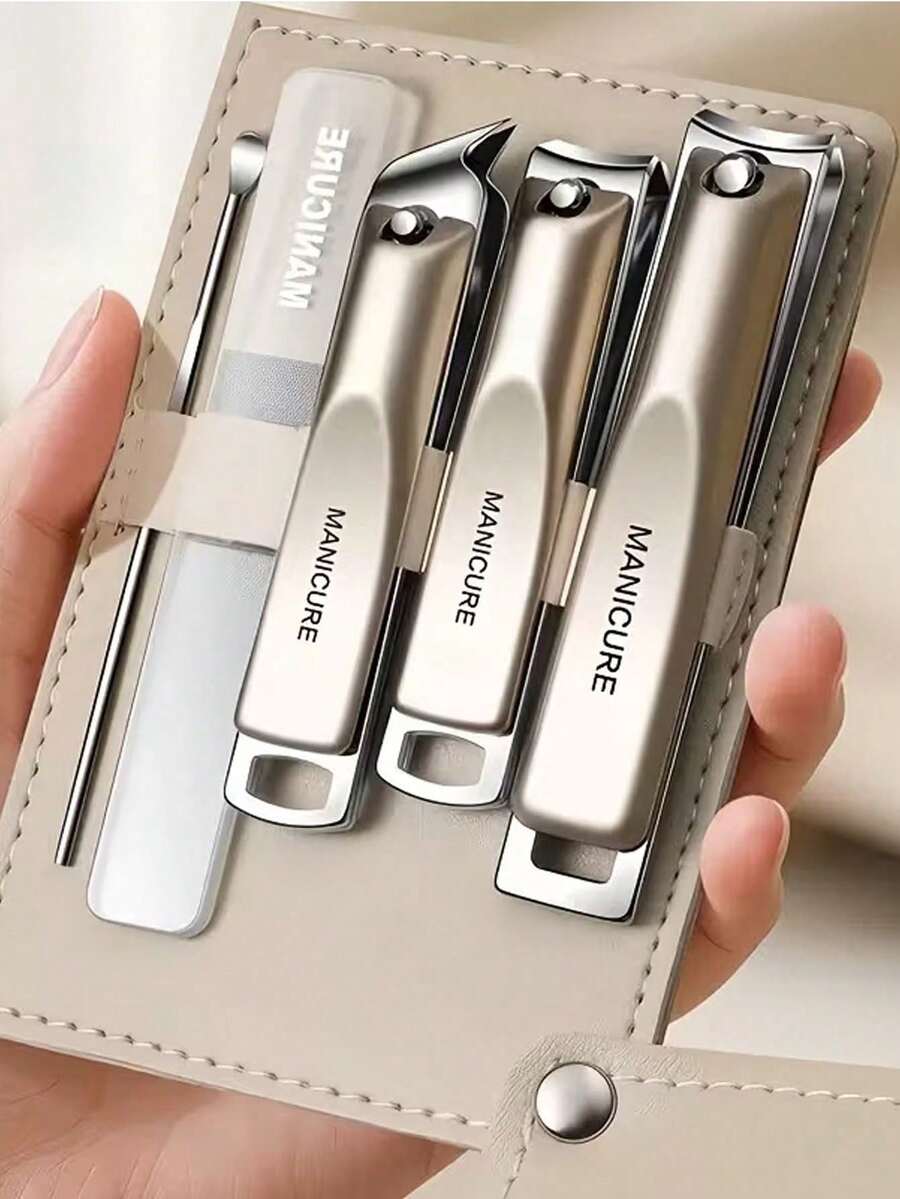 10/5/4pcs High Carbon Steel Precision Manicure & Pedicure Tool Set, Includes Nail Clipper, Nail File, Ear Pick And Storage Box, Suitable For Nail Salon, Beauty Parlor And Daily Home Care - Multicolor - View 1