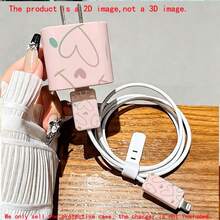 4pcs 2D Flat Design Colorful Heart Pattern Phone Charger Protector Set Pink Charger Protector + Cable Protector + Storage Rope (Protective Case Only. Charger Not Included), Suitable For IPhone 20W/18W Charger - Multicolor - View 6