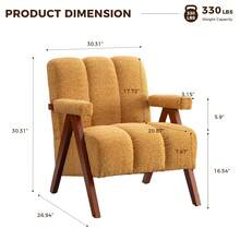 Bouclé Armchair Yellow With Wooden Frame - 黃色 - 查看 3