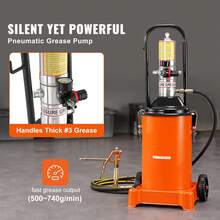 Grease Pump, 3 Gallon 12L, Air Operated Grease Pump With 13 Ft High Pressure Hose And Grease Gun, Pneumatic Grease Bucket Pump With Wheels, Portable Lubrication Grease Pump 50:1 Pressure Ratio - 3 Gallons - View 2