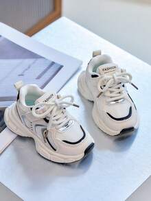 Summer Hollow Mesh Chunky Sneakers Double Layer Shoelace Design Lightweight Breathable Unisex Kids Outdoor Shoes - Black - View 4