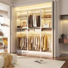 Freestanding Closet System Wood Organizer Unit Walk In Closet Tower Storage Shelf Rack With Adjustable Hanging Rods White - Black - View 4
