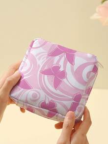 1pc Bowknot & Animal Pattern Sanitary Napkin Storage Bag, Coin Purse, Makeup Bag, Card Holder, Earphone Pouch, Can Hold Coins, Cards, Accessories, Keys, Multi-Functional Storage Bag - Multicolor - View 8