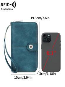 MIYIN Vintage Women's Long Wallet,Magnetic Clasp Design,Bifold Multifunctional Multiple Card Slots Zipper Clutch With Wristlet,Coin Purse,RFID Wallet - Multicolor - View 7