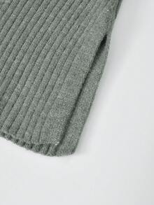 Sweater Rajut Lengan Panjang Model Korea Musim Dingin dengan Desain Leher V dan Tali Pengikat - Grey - View 4
