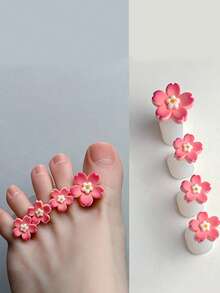 ART LALIC 8Pcs Silicone Toe Separators Cute Colorful Flower Design Foot Finger Divider Form For Manicure Pedicure Care Accessories - Multicolor - View 5