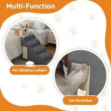 Dog Stairs For Small Dogs 19.7" H, Dog Ramp For Bed, 4-Step, Grey Dog Steps For Bed, Couch, Pet Stairs With Non-Slip Bottom Design, Cat Scratching, High Density Foam Portable Pet Steps, Indoor - Grey - View 5