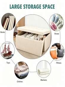Multi‑Size Storage Stool, Dual‑Purpose For Storage And Seating, Fabric Material, Foldable For Storage, Large‑Capacity Storage, Sturdy For Sitting, Ideal For Tidying Household Sundries, Simple And Versatile. - Multiple Specifications - View 8