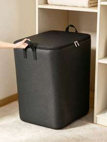 1pc Portable Large Capacity Oxford Cloth Storage Bag, Waterproof And Moisture-Proof, Durable Zipper, Suitable For Seasonal Clothing, Bedding, Toys Storage, Storage Room Organization, Moving, Travel, Multi-Functional Handheld Travel Storage Bag - Black - View 3