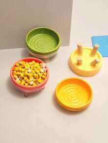Elevated Ceramic Pet Bowl With Wooden Four Legs, Neck Protection Raised Dog Cat Feeding Bowl Anti-Tip Stable Pet Food Bowl For Small Medium Dogs Cats - Multicolor - View 5