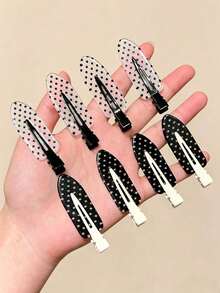 Presilha de Cabelo Sem Emendas com Bolinhas Pretas & Brancas - Presilha de Cabelo Elegante para Franja & Coque, Adequada para Encontros, Férias na Praia, Acessório de Roupa, Passeios e Presentes - Multicolorido - Visão 2
