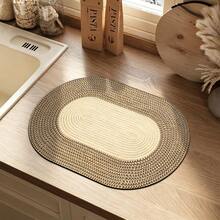 Kitchen Draining Mat, Home Dining Table Mat, Absorbent Mat, Countertop Dish Mat, Bowl & Plate Drying Mat, Coffee Mat, 3.6mm Thickness - Khaki Woven - View 4
