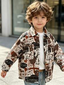 Boys Spring Casual Letter Print Shirt Top - Multicolor - View 5