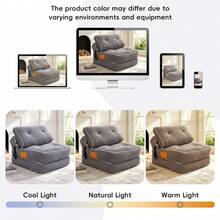 [Sillón Puf Plegable, Sofá Cama Plegable, Sillón Futón Plegable para el Suelo, Cómodas Sillas Reclinables Portátiles Convertibles para Sala de Estar y Dormitorio. En el lugar - Gris + Pana + Espuma - Ver 3
