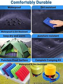 1pc Deep Blue Single Inflatable Mattress, Inflatable Camping Sleeping Pad, Quick Setup, Leak-Proof Stable Support, Minimalist Practical Outdoor Air Bed, Home Guest Travel Portable (Random Style Shipped) - Multicolor - View 12