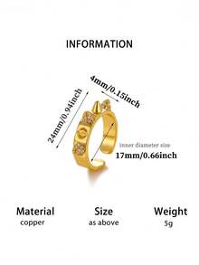3Pcs/Set Fashion Cubic Zirconia Round Ring For Women Gold Color Geometric Open Ring Wedding Party Jewelry Gift - Multicolor - View 8