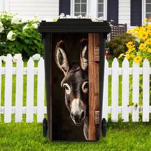 1pc Creative Trash Can Sticker, Colorful Cartoon Dog, Donkey, Horse, Lion Pattern, Garden Path Design, Fun Animal Sticker, Suitable For Indoor And Outdoor Trash Cans, Home Kitchen Bathroom Decor - 31*70cm - View 6