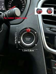 Anillo decorativo de arranque de un toque para coche con diseño de mariquita, decoración interior con incrustaciones de strass, pegatina decorativa universal para botón de interruptor de encendido - A - Ver 9